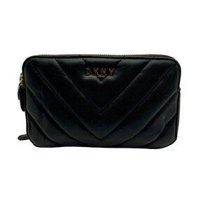 DKNY Black Quilted Faux Leather Chain Crossbody